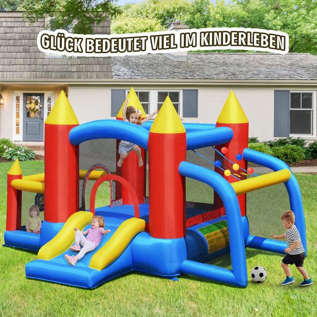 Inflatable Bouncy Castle +450W Blower with Slide Ocean Balls 350 x 275 x 196 cm Colorful