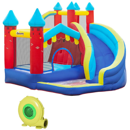 Inflatable bouncy castle with slide and ball pit for children