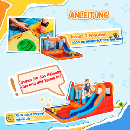 Inflatable bouncy castle with slide for ages 3-8