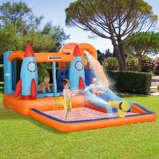 Inflatable bouncy castle with slide for ages 3-8