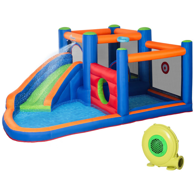 Inflatable water park bouncy castle with slide and arch