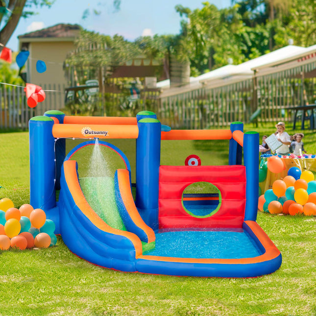 Inflatable water park bouncy castle with slide and arch