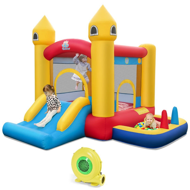 Inflatable Bouncy Castle for Kids with Slide & 480W Blower & Ocean Balls & Ring Toss