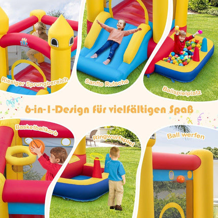 Inflatable Bouncy Castle for Kids with Slide & 480W Blower & Ocean Balls & Ring Toss