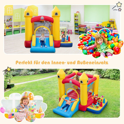 Inflatable Bouncy Castle for Kids with Slide & 480W Blower & Ocean Balls & Ring Toss