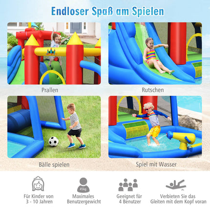 Inflatable Bouncy Castle with Slide, Pool, 450W Blower
