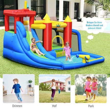 Inflatable Bouncy Castle with Slide, Pool, 450W Blower