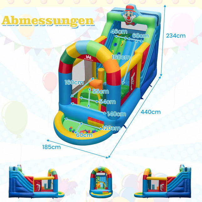 Inflatable Bouncy Castle with Slide and Ball Pit, 440x185x234 cm