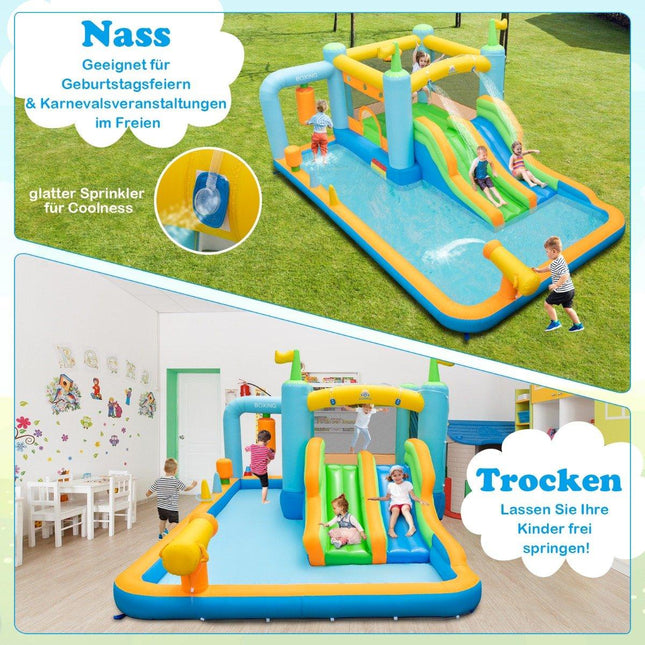 Inflatable Bouncy House with Double Shots & Splash Pool & Water Cannon & Punching Sandbag Bouncy Castles