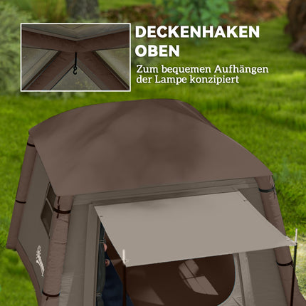 Opblaasbare kampeertent 1-2 persoons buitenfamilietent met luifelhaken Luchtpomp Ramen Deuren Opbergtas Luchttent voor 4 seizoenen Winddichte Glamping-tent Aosom