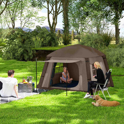 Opblaasbare kampeertent 1-2 persoons buitenfamilietent met luifelhaken Luchtpomp Ramen Deuren Opbergtas Luchttent voor 4 seizoenen Winddichte Glamping-tent Aosom