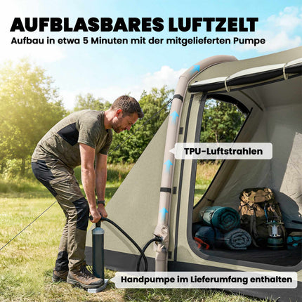 Inflatable Camping Tent, 2-4 Person, Quick Setup