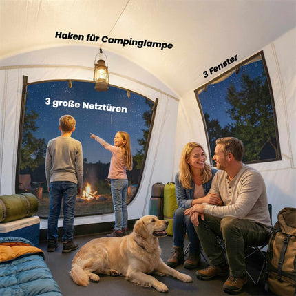 Inflatable Camping Tent, 2-4 Person, Quick Setup