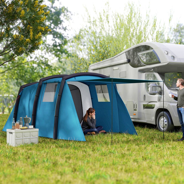 Inflatable 3-6 person camping tent, UV50+ windproof, 3-season