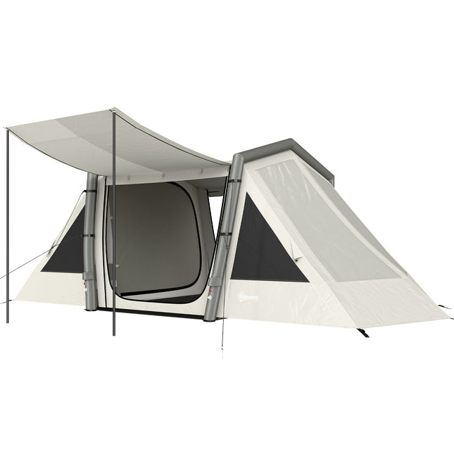 Inflatable Camping Tent, 3 Rooms, Darkened Bedroom, Waterproof