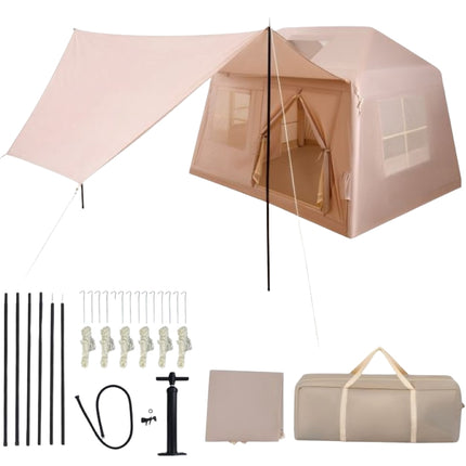 Inflatable Camping Tent, 4–6 Person, Pump, Canopy