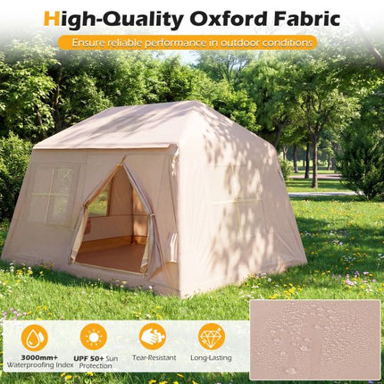 Inflatable Camping Tent, 4–6 Person, Pump, Canopy