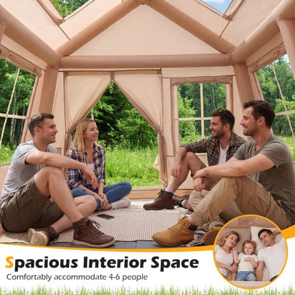Inflatable Camping Tent, 4–6 Person, Pump, Canopy