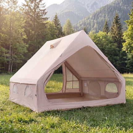 Inflatable Camping Tent, 4-Person, Air Pump, Waterproof; Chimney Port