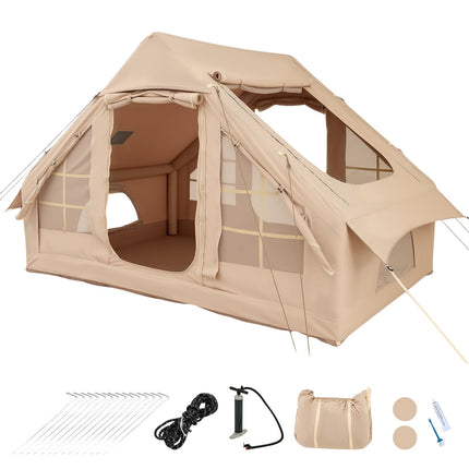 Inflatable Camping Tent for 4-6 People, 4 Mesh Windows