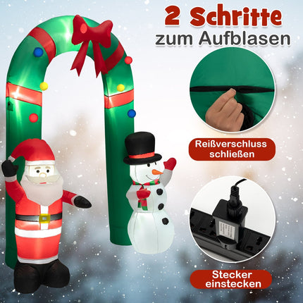 Inflatable Christmas Archway with Santa & Snowman, 245 cm