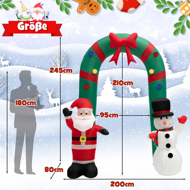Inflatable Christmas Archway with Santa & Snowman, 245 cm