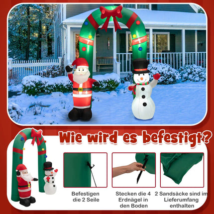 Inflatable Christmas Archway with Santa & Snowman, 245 cm