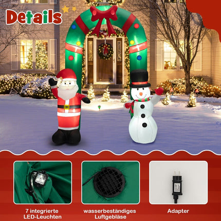 Inflatable Christmas Archway with Santa & Snowman, 245 cm