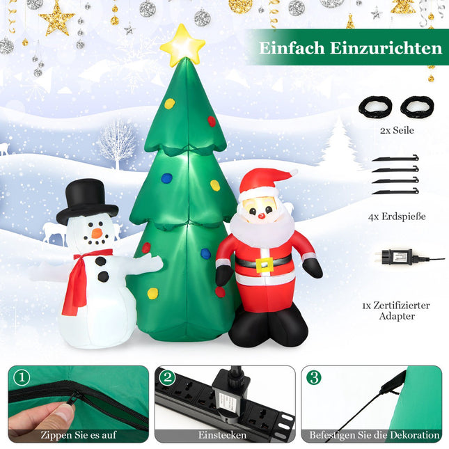 Inflatable Christmas Decoration, 185 cm, LED Santa Set