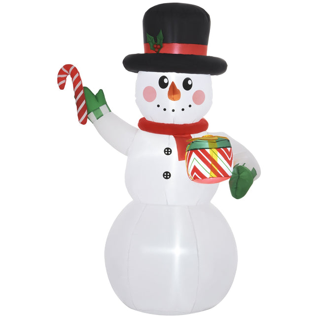 Inflatable 1.8 m snowman with LED lights for indoor/outdoor use
