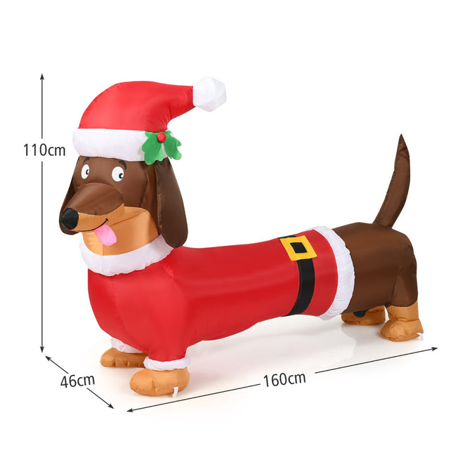 Inflatable Christmas Dog 160cm, Self-Inflating With Lights