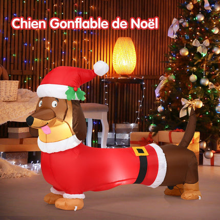 Inflatable Christmas Dog 160cm, Self-Inflating With Lights