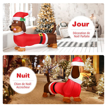 Inflatable Christmas Dog 160cm, Self-Inflating With Lights