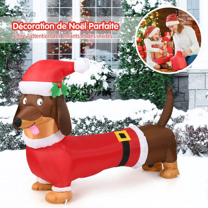 Inflatable Christmas Dog 160cm, Self-Inflating With Lights