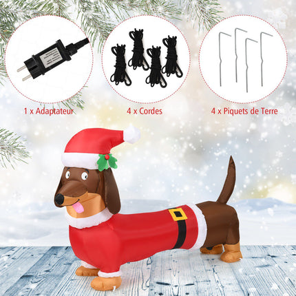 Inflatable Christmas Dog 160cm, Self-Inflating With Lights