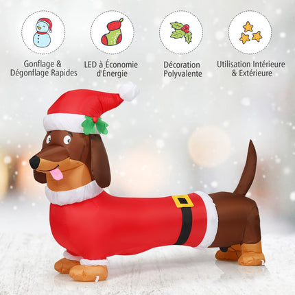 Inflatable Christmas Dog 160cm, Self-Inflating With Lights