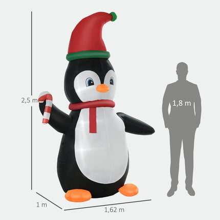 Inflatable Christmas Penguin, 2.5m, 3 LED Lights
