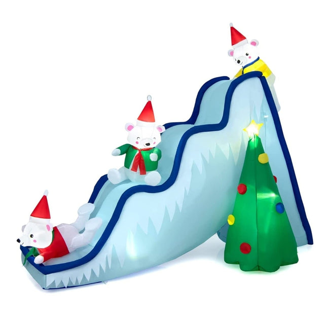 Inflatable Christmas Slide with Bears and LED Lights
