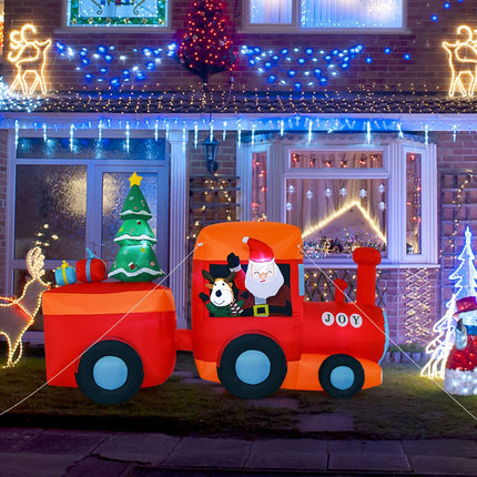 Inflatable Christmas Train With LED Santa And Reindeer Outdoor