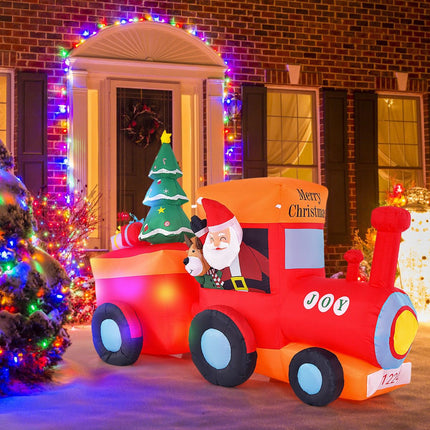 Inflatable Christmas Train With LED Santa And Reindeer Outdoor
