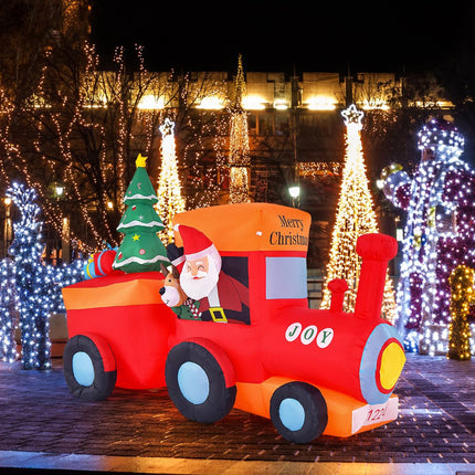 Inflatable Christmas Train With LED Santa And Reindeer Outdoor