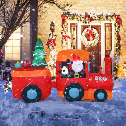 Inflatable Christmas Train With LED Santa And Reindeer Outdoor