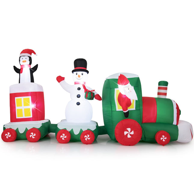 Inflatable Christmas Train with Santa, Snowman & Penguin