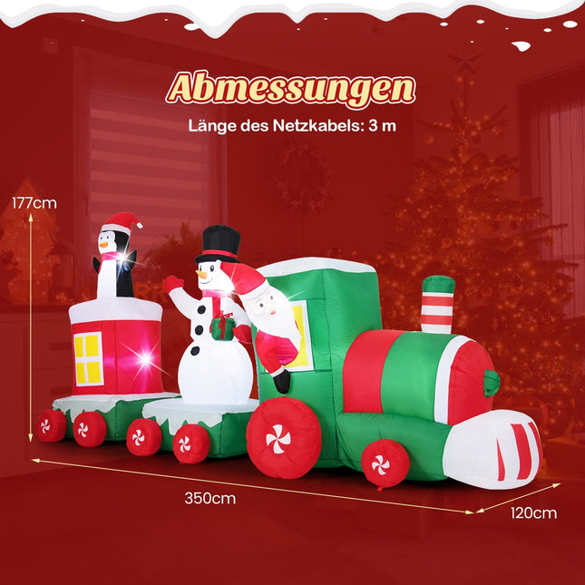 Inflatable Christmas Train with Santa, Snowman & Penguin
