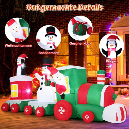 Inflatable Christmas Train with Santa, Snowman & Penguin