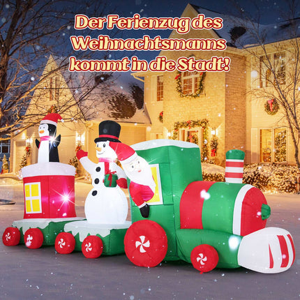 Inflatable Christmas Train with Santa, Snowman & Penguin