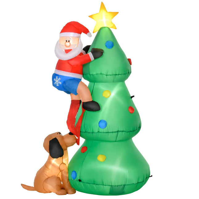 Inflatable 180cm Christmas tree with Santa & dog, LED lights