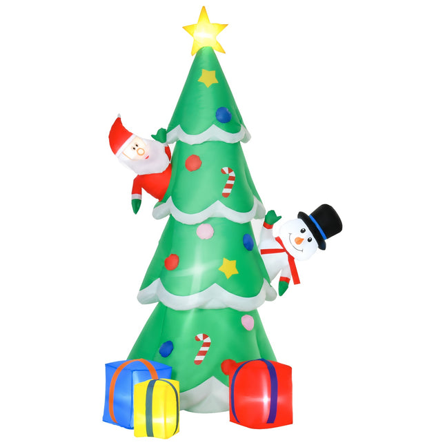 Inflatable 210cm Christmas tree with LED Santa and snowman