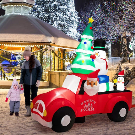 Inflatable Christmas Truck with Santa, 220cm, LED Lights