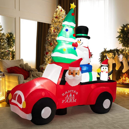 Inflatable Christmas Truck with Santa, 220cm, LED Lights